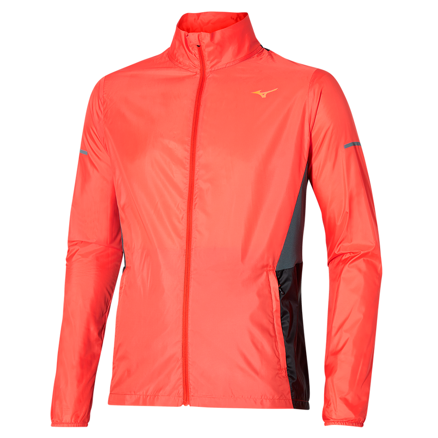 Aero Jacket Erkek Yağmurluk Turuncu/Siyah - Mizuno Türkiye