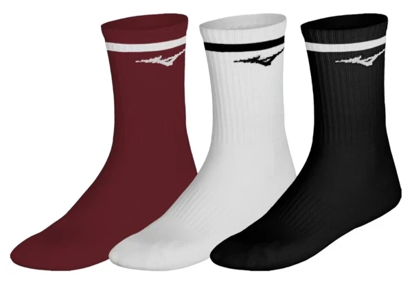 Mizuno Training With Line 3P Çorap  Beyaz-Bordo-Siyah