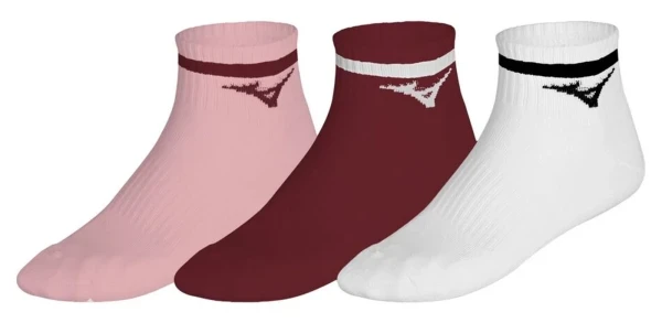 Mizuno Training Mid With Line 3P Çorap Beyaz-Bordo-Pembe