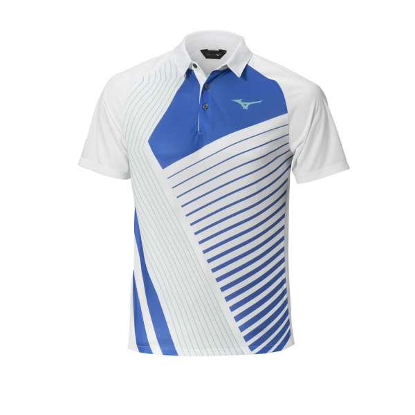 Mizuno Dash Polo Erkek Golf Tişört Beyaz / Mavi